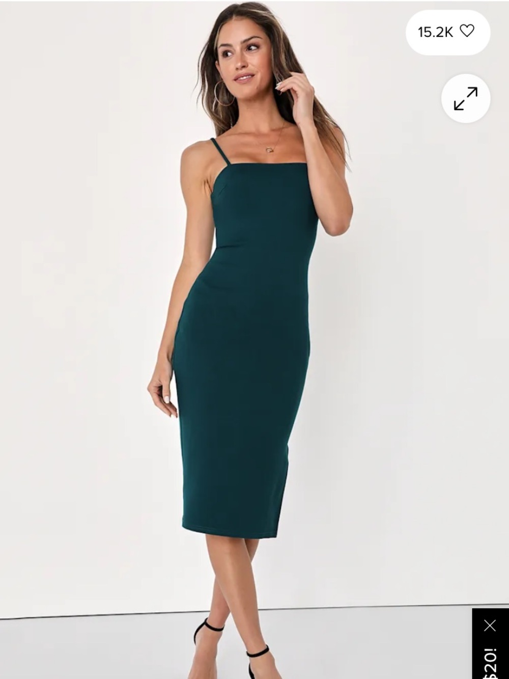 Paulina Forest Green Bodycon Midi Dress